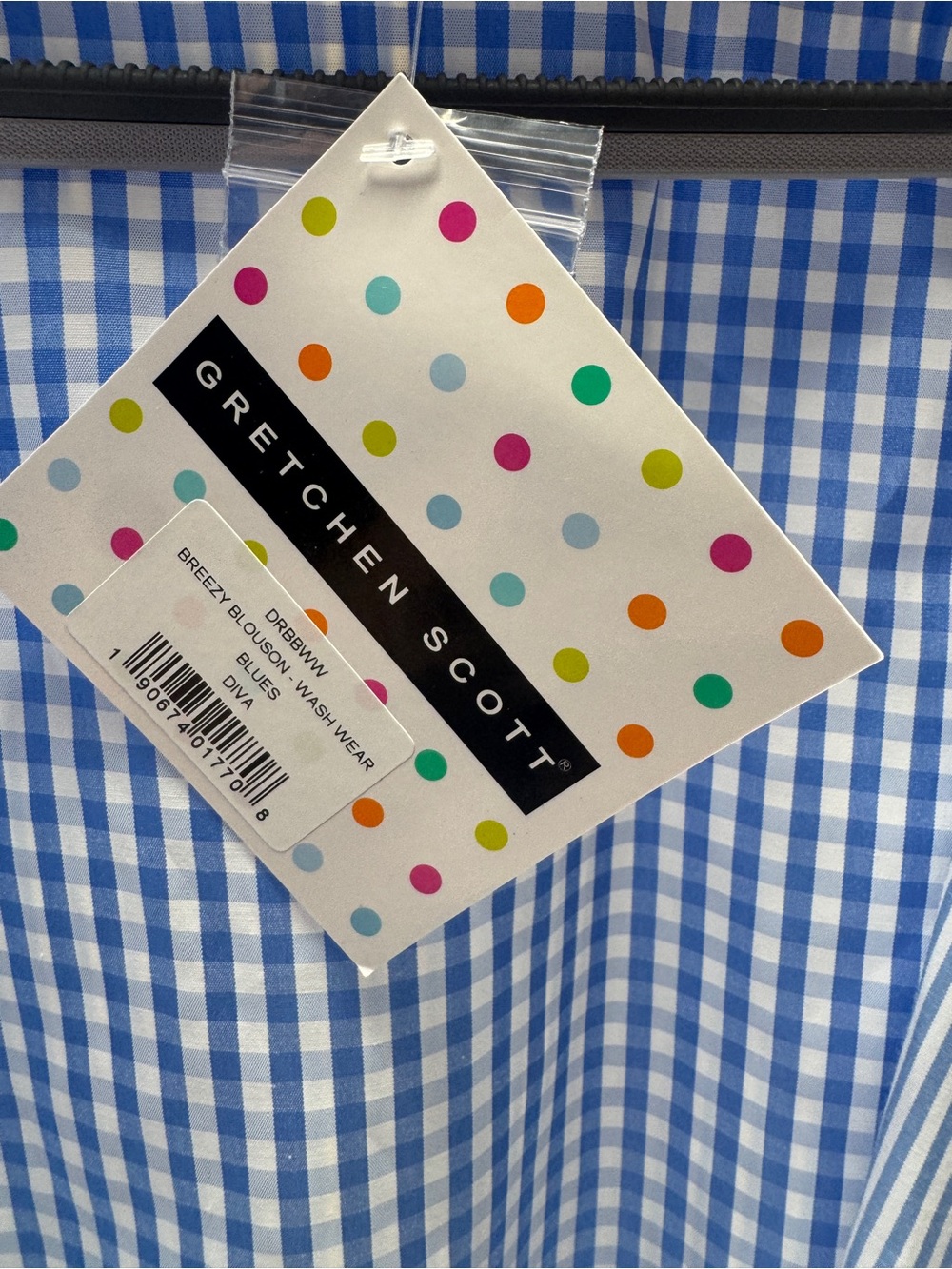Gretchen Scott Size Diva (XXXL)Breezy Blue/White Gingham Button-Up Dress 0037 - Picture 5 of 9